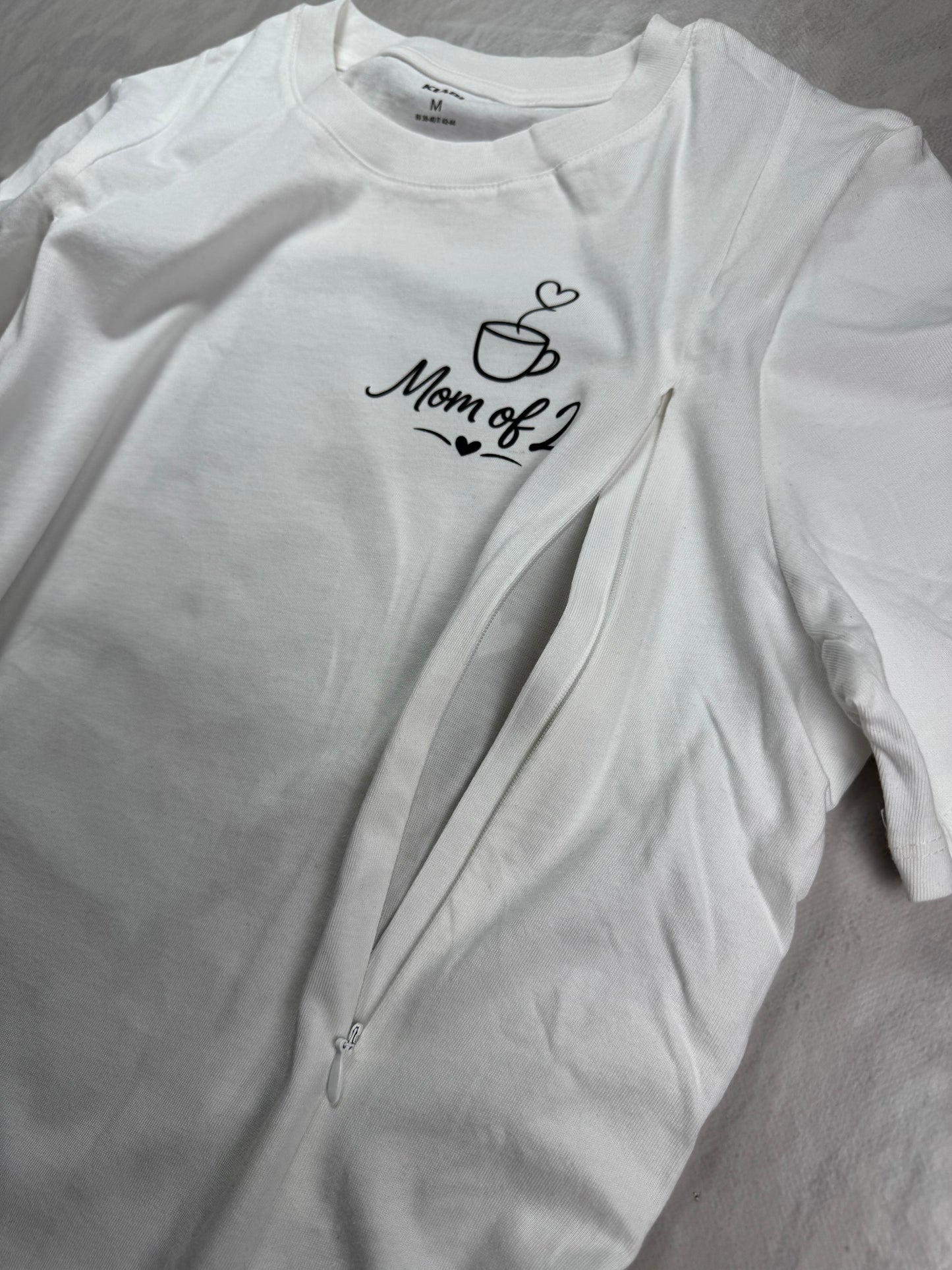 Tee-shirt allaitement personnalisé "mom of 2"