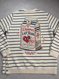 Sweat-shirt marinière allaitement d’amour et de lait frais - upcycling
