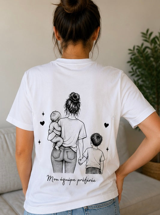 Tee-shirt allaitement personnalisé "mom of 2"